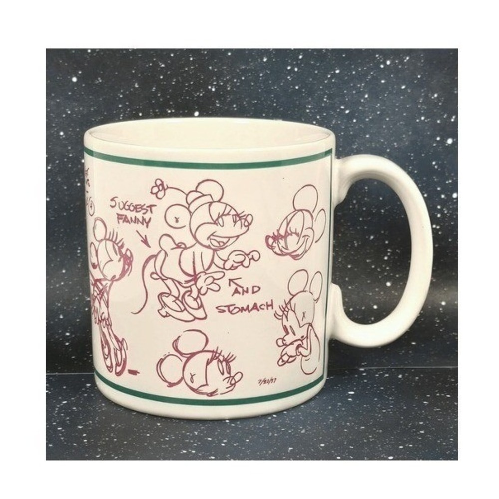 Applause Minnie Mouse Model Sheet Mug White Burgundy Artist Sketch Book